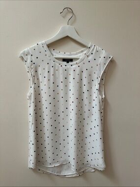 RW&CO. White Sleeveless Polka Dot Top